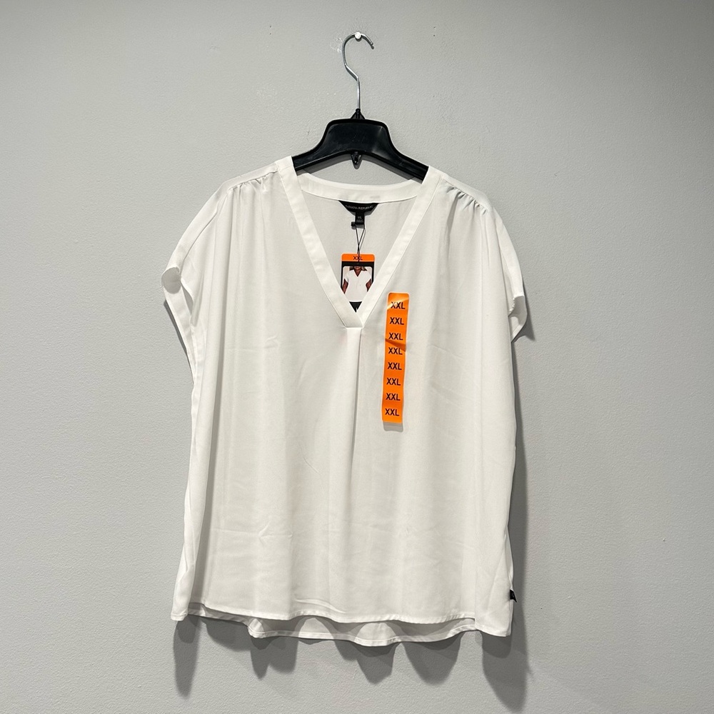 Banana Republic Women's V-Neck Casual Top, White, XXL - Picture 6 of 9